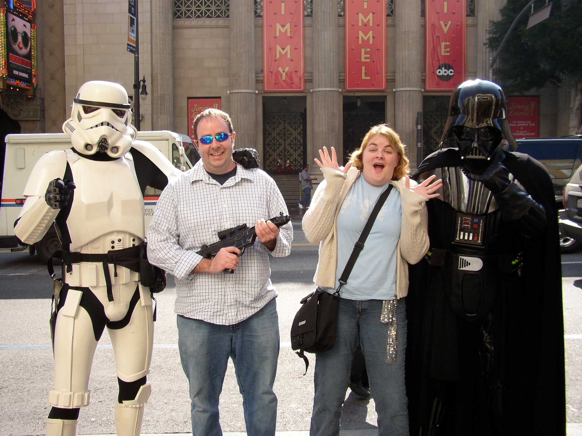 Sheila and Steve with some actors in Hollywood