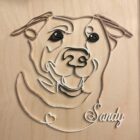 Hand painted single line drawing relief of your pet with their name in a heart.