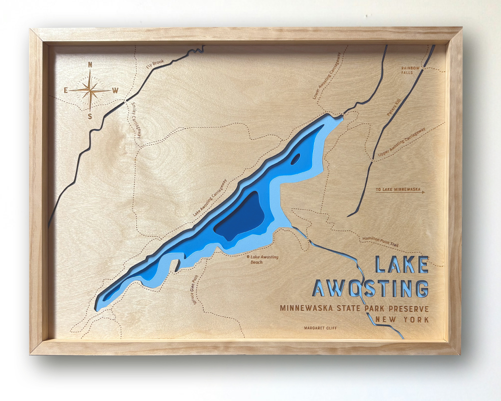 Lake Awosting Trail Map - 3D Lake Map
