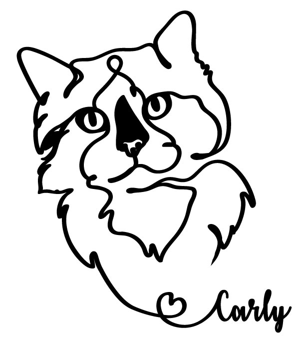 One Line Pet Portrait Illustration of a cat named Carly
