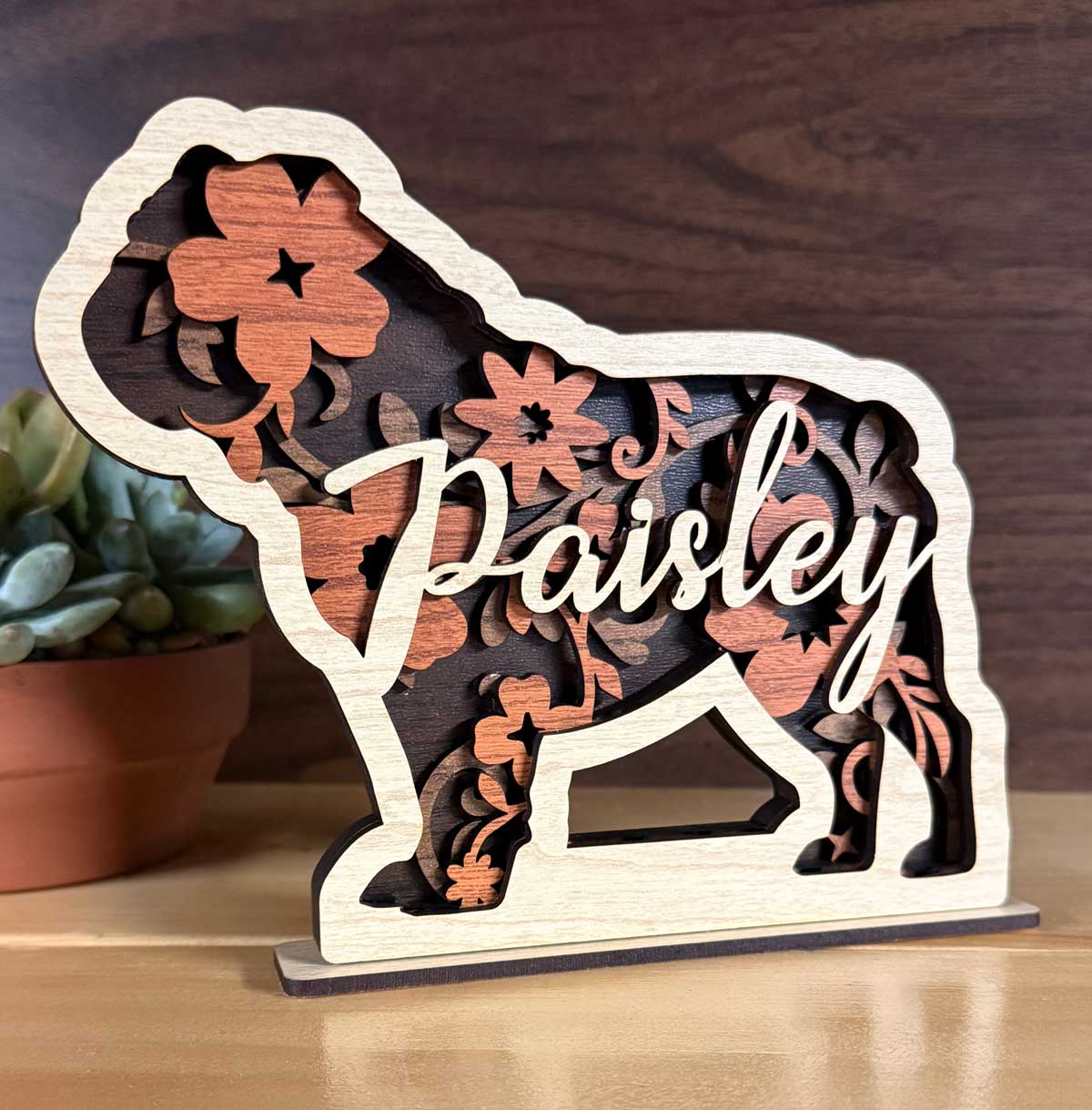 Bulldog with the name Paisley as part of the Heirloom collection